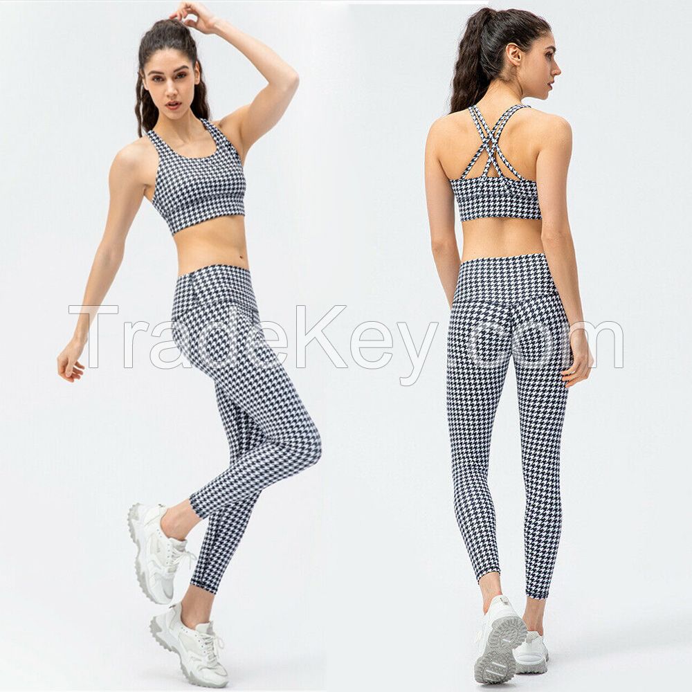 Top selling women back cross strappy yoga sport bra yoga suit legging sets fitness women's sportswear