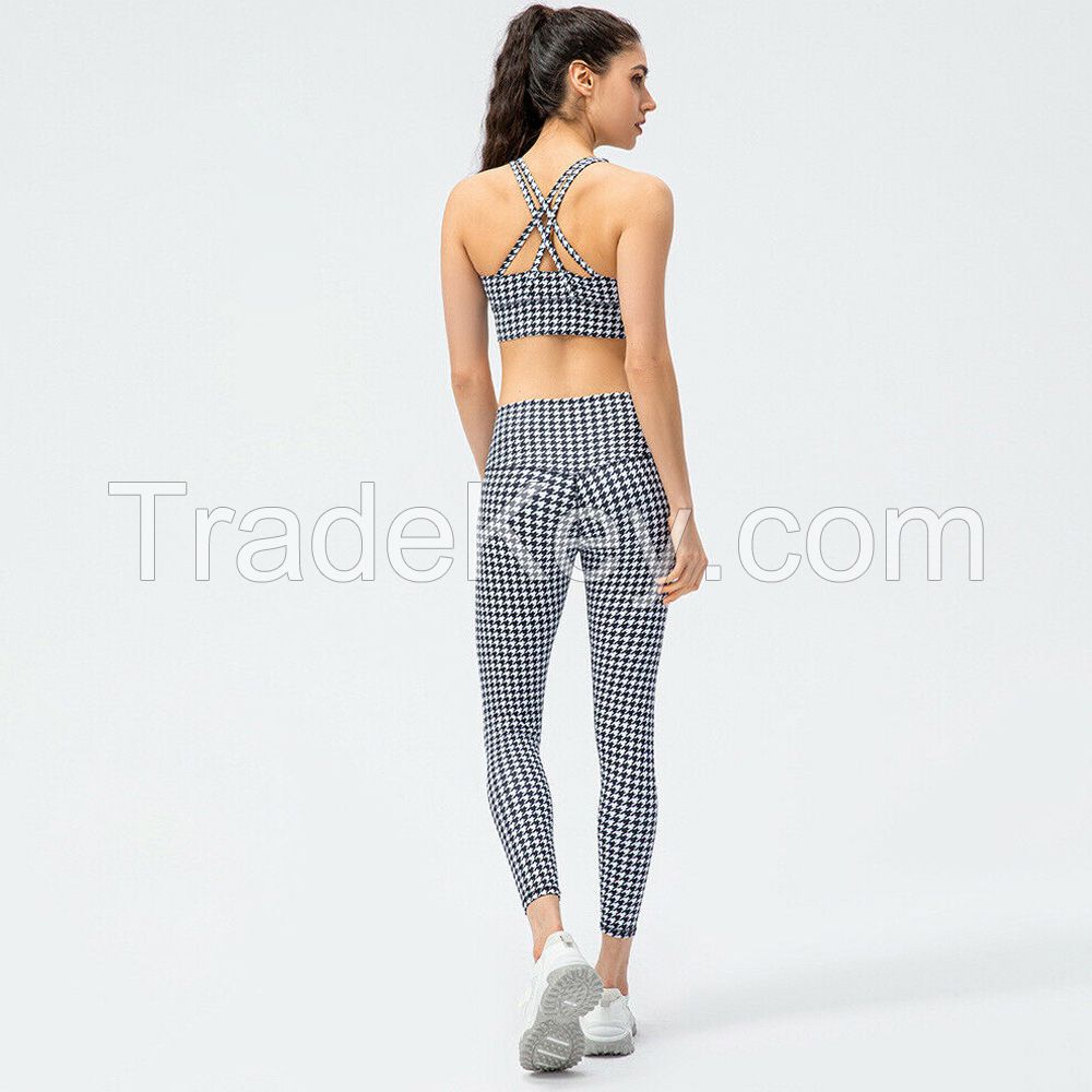 Top selling women back cross strappy yoga sport bra yoga suit legging sets fitness women's sportswear