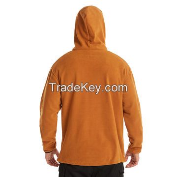 Custom Logo Polar Fleece 14 Zipper Solid Male Thick Hoodies Hip Hop Streetwear Hooded Pullover