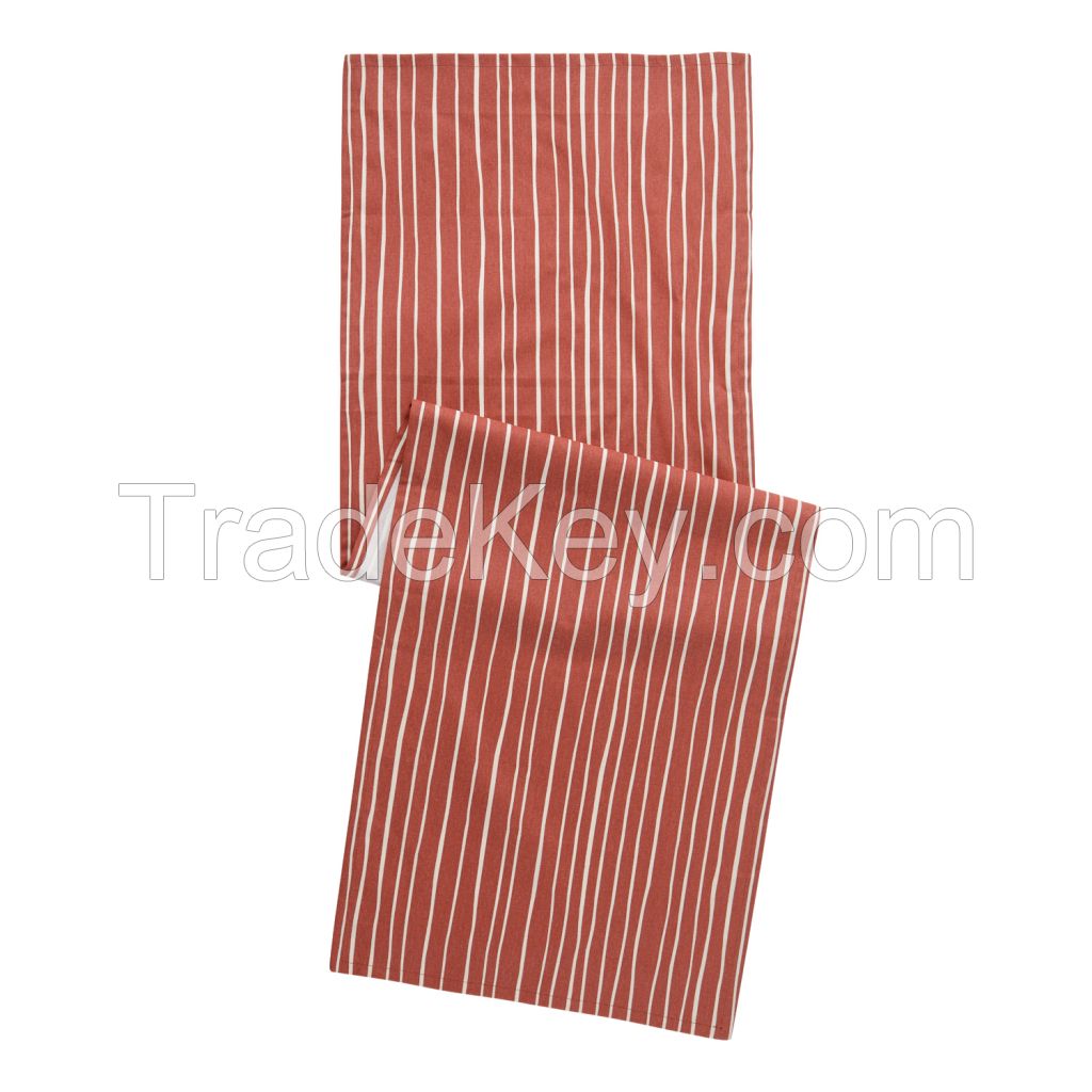 Cotton table runner Stripes, terracotta, collection Prairie