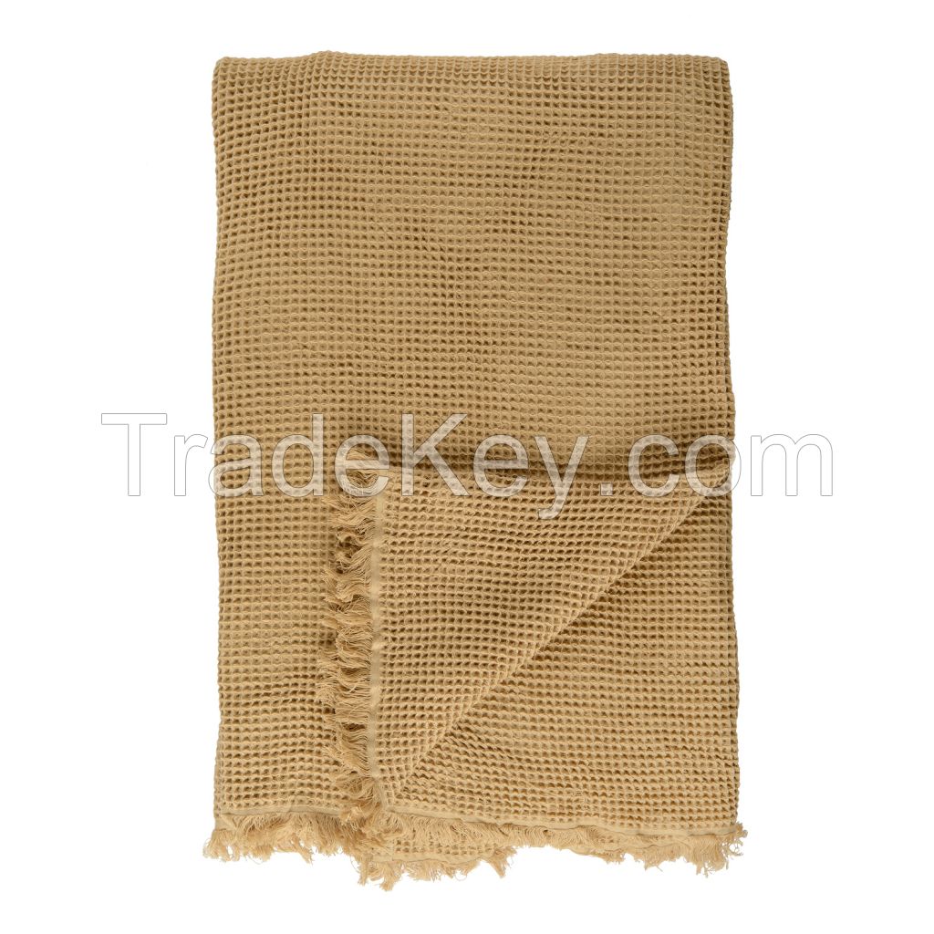 Cotton waffle throw, beige, collection Essential