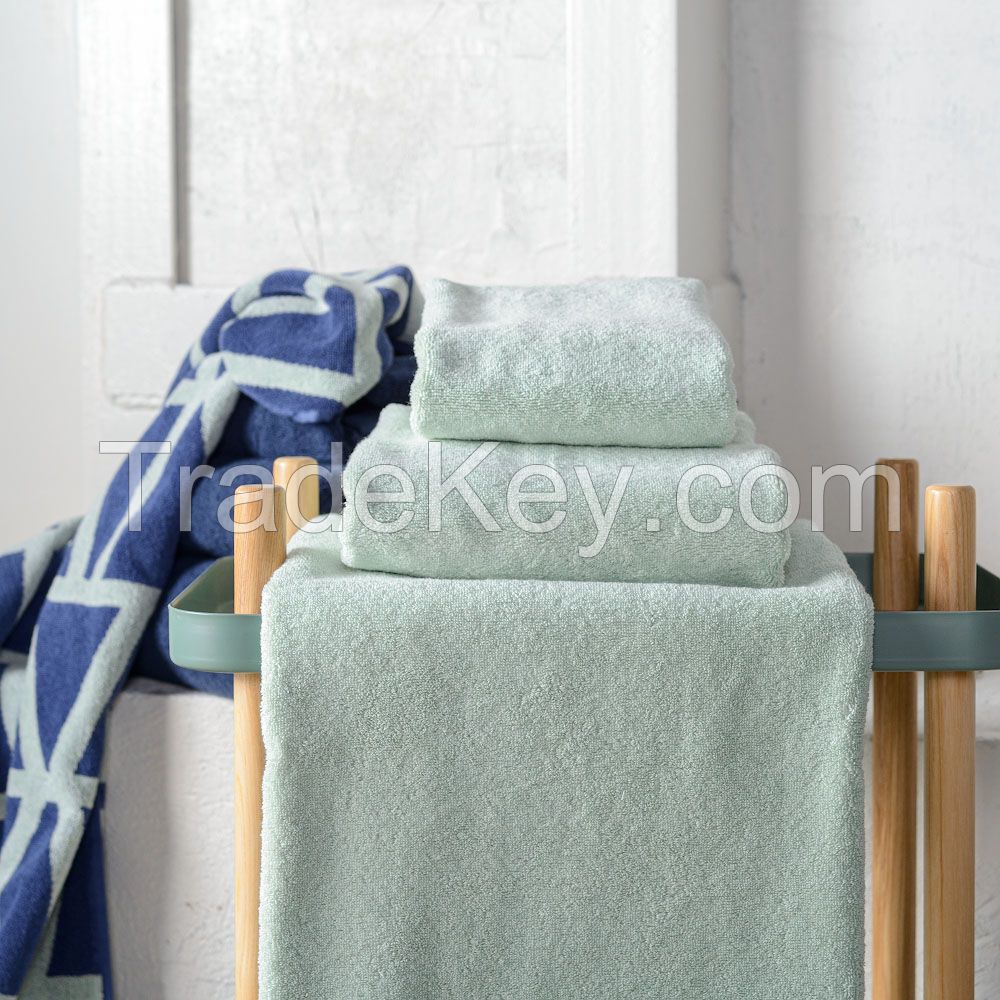 Jacquard bath towel Geometry, blue, collection Wild