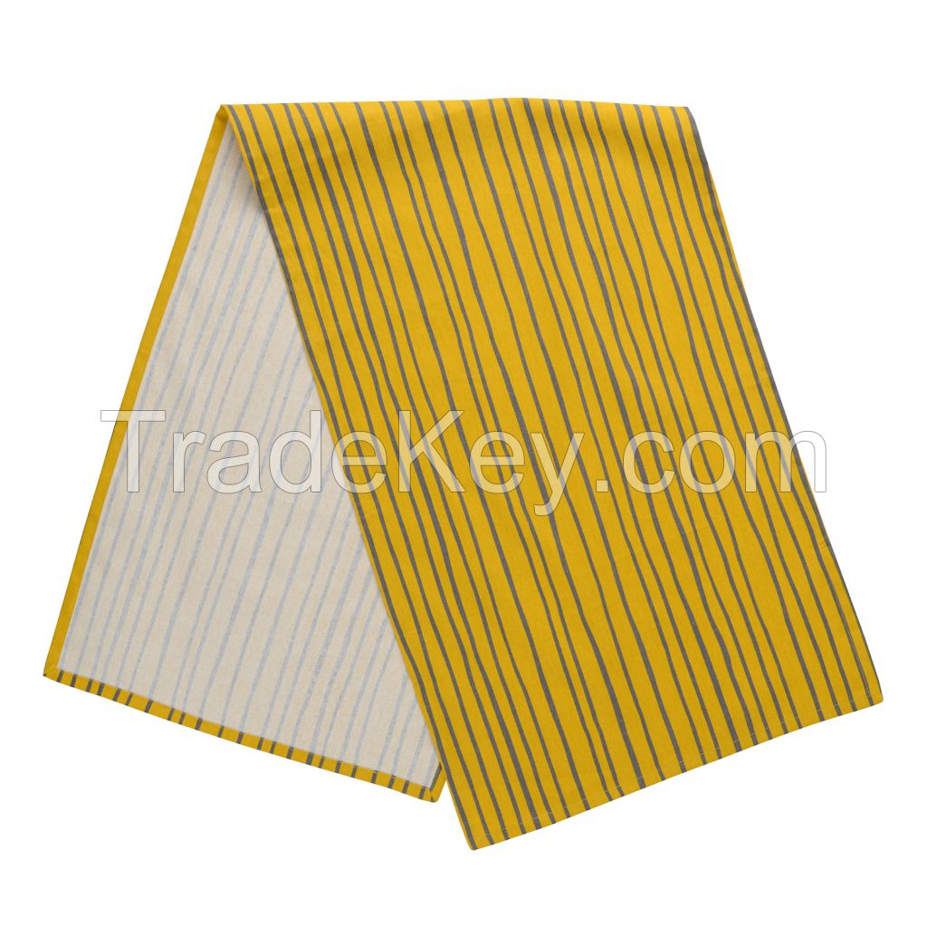 Cotton table runner Stripes, mustard, collection Prairie