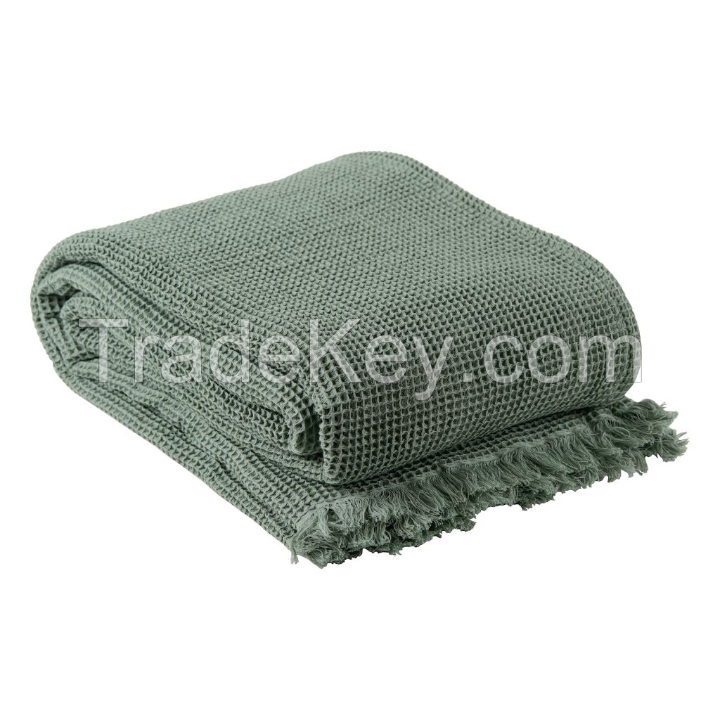 Cotton waffle throw, mint, collection Essential