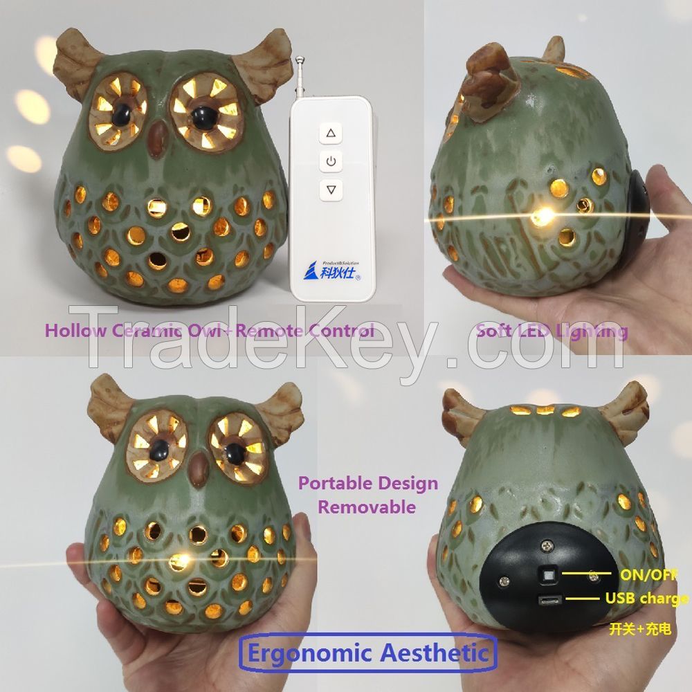 Remote Control Night Light Hollow Owl Night Lamp Table Lamp Wireless Lamp Multicolor Colorful Led Lights for Bedroom Kids Gift