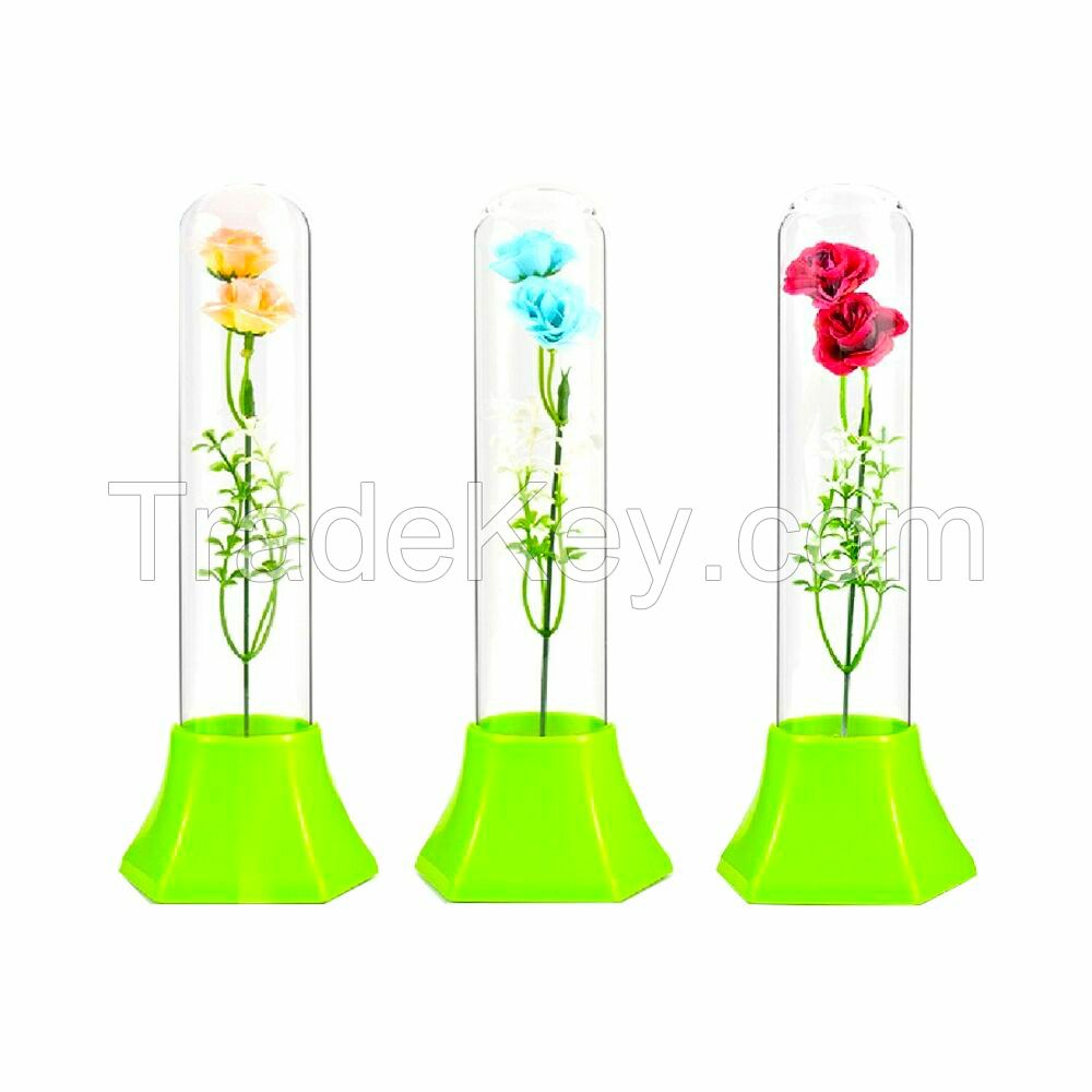 Remote Control Night Light Glass Tube Flower Table Lamp LED Soft Nightlights for Bedroom Reading Room Children Birthday Gifts