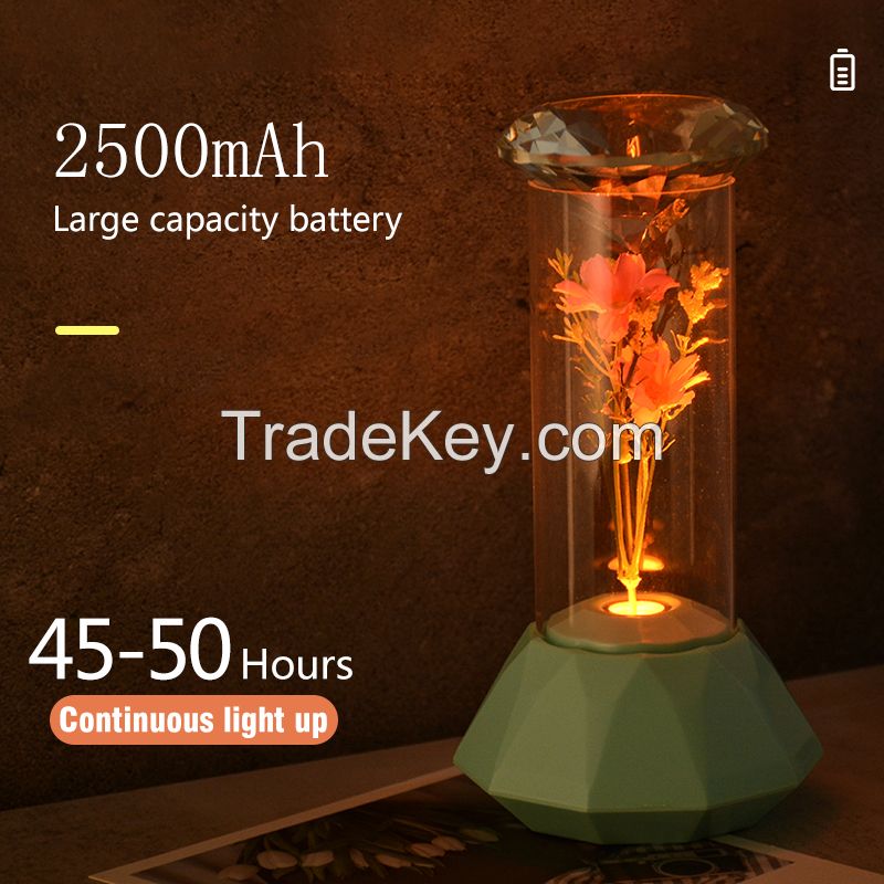 Crystal Diamond Night Lamp Remote Control Night Light Table Lamp for Bedroom Reading Living Room Children Birthday Gifts