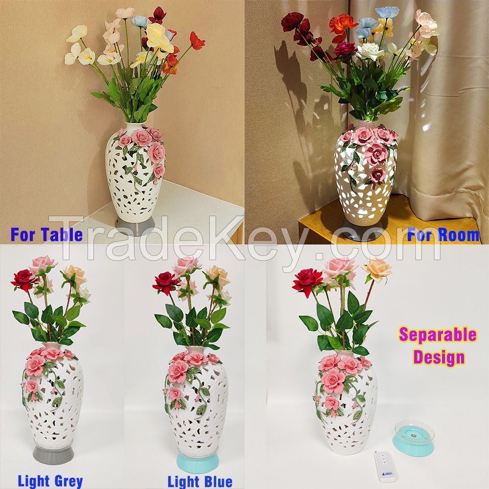 Hollow Vase Night Light Remote Control Night Lamp Vase Lamp Flowers Home Decor for Bedroom Reading Living Room Party Special Gifts