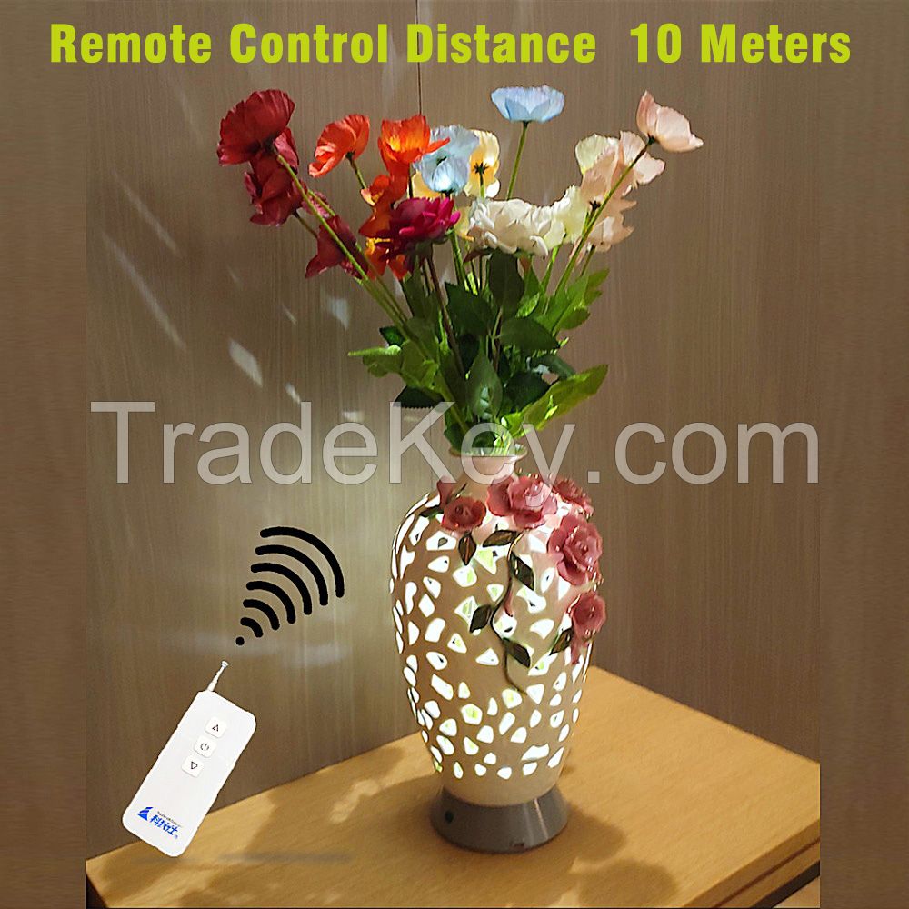 Hollow Vase Night Light Remote Control Night Lamp Vase Lamp Flowers Home Decor for Bedroom Reading Living Room Party Special Gifts