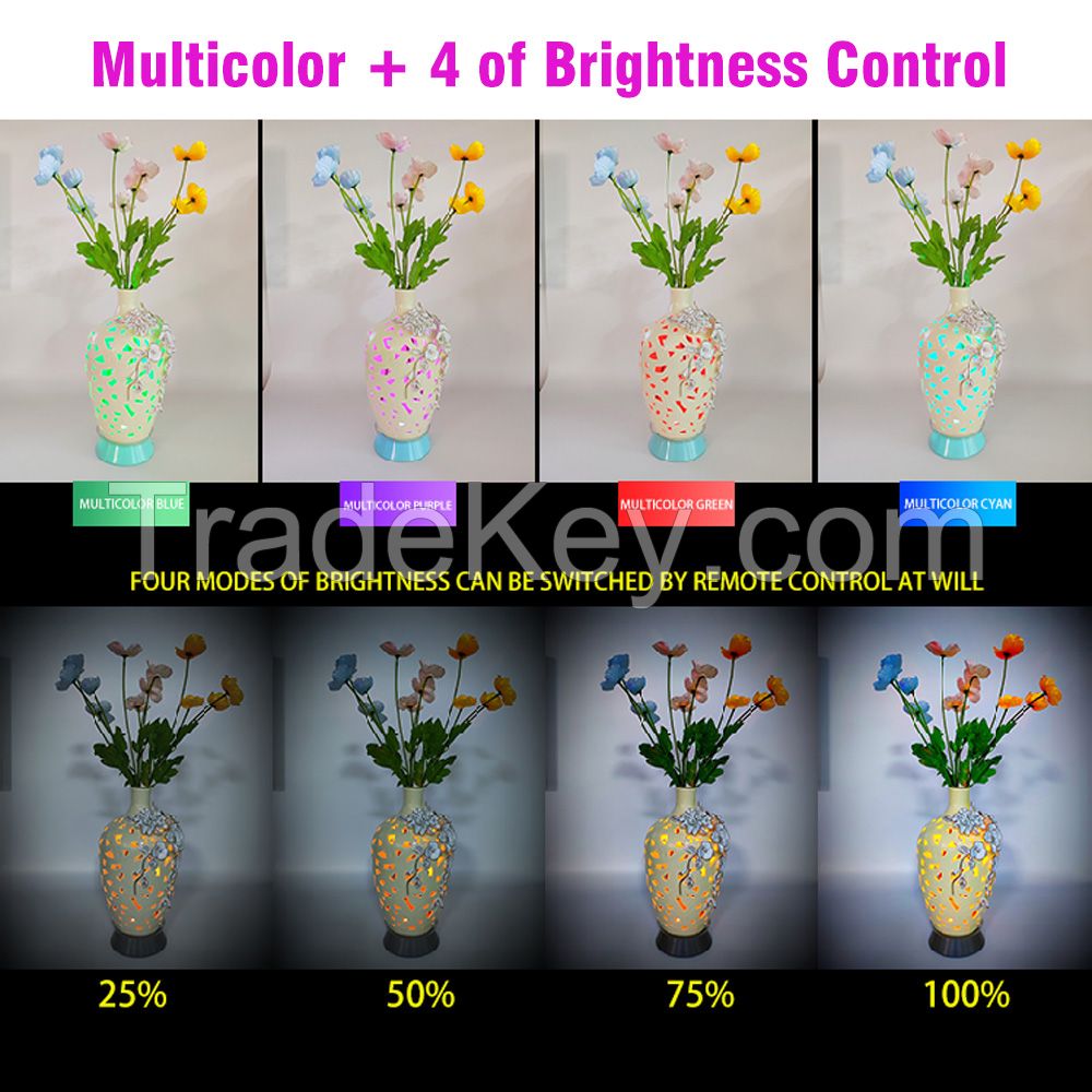 Remote Control Night Light Hollow Vase Ceramic Night Lamp Colorful Led Lights Table Lamp for Bedroom Reading Living Room Decor Gifts