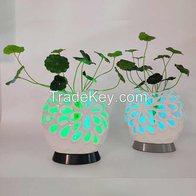 Hollow Vase Remote Control Night Light For Table Kids Bedroom Night Lamp Multicolor Colorful Led Lights Gift Room Decor