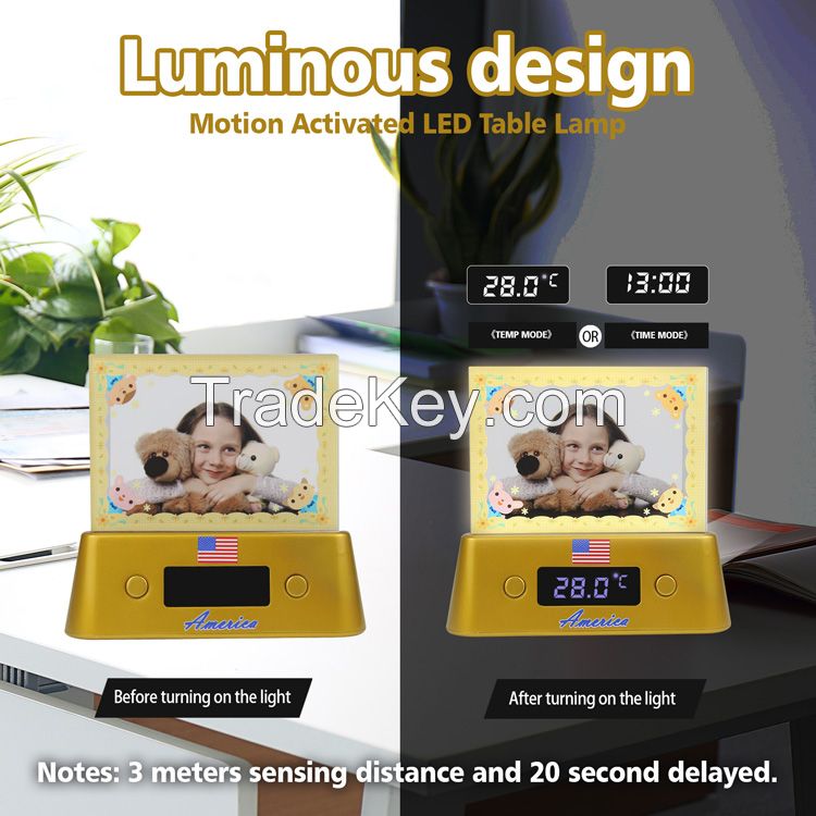 China Flags Table Lamp Picture Photos Frames Night Light Motion Activated Clear Acrylic for Office Decor Desk Unique Gifts Girls