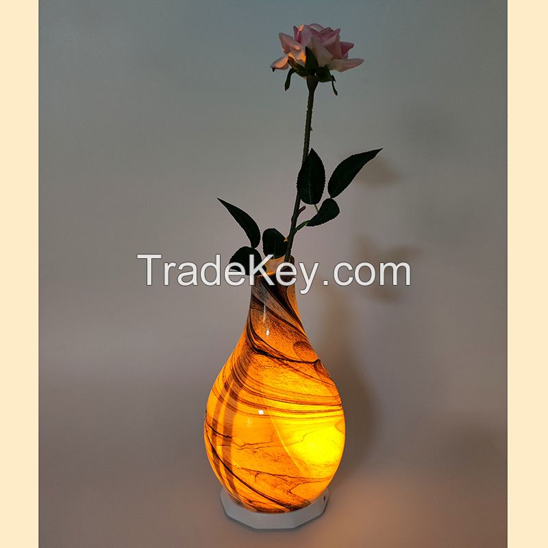 Remote control Multicolor Glass Vase Night Light With Remote Control USB Rechargeable Battery For Room Home Office Gifts 