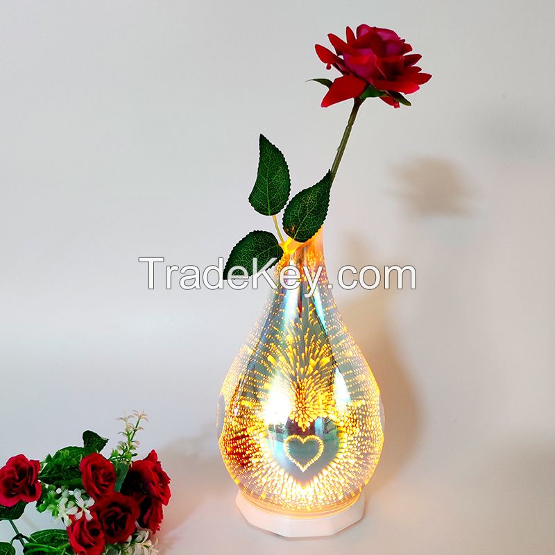 Glass Vase Night Light Multicolor Led Light With Remote control AND USB Rechargeable Battery For Bedroom Reading Living Room Holiday