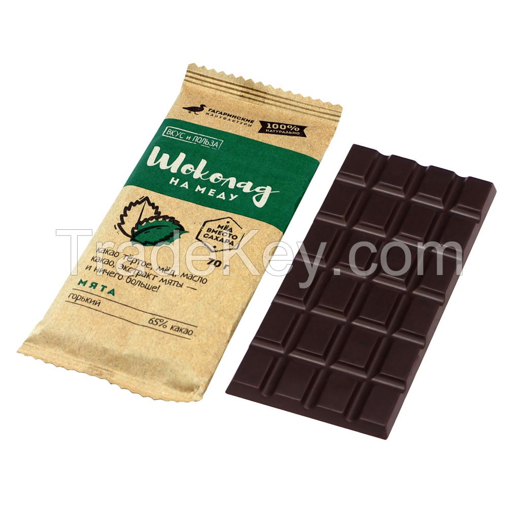 Honey sweetened dark chocolate with mint 65%