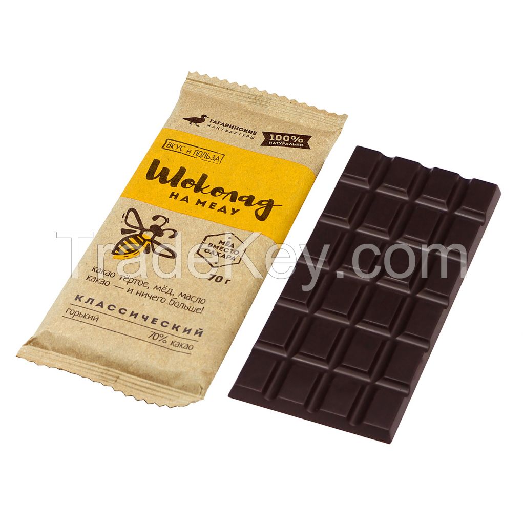 Honey sweetened dark chocolate 70%