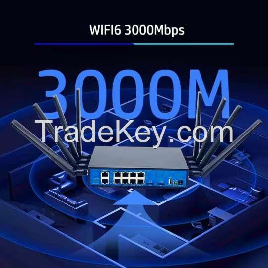 Huastlink HC-G80 8 Lan Ports Gigabit Openwrt AX3000Mbps 5G Industrial Router with sim card