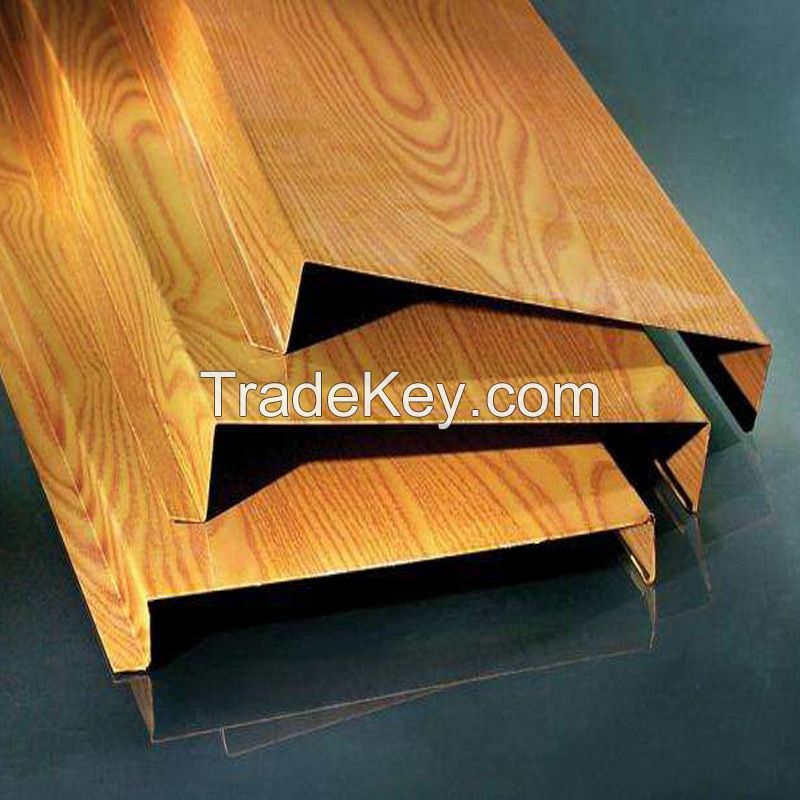 150mm Wooden Color Aluminum H Strip Ceiling Design for Metro Station
