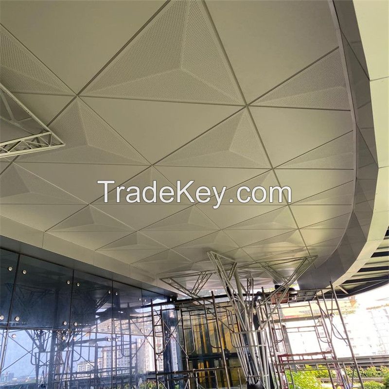1200*1200*1200 3D Perforated Metal Ceiling Aluminum Triangle Ceiling