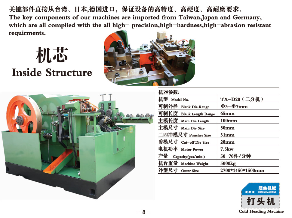 Taiwan Quality 2 Die 4 Below Screw Heading Machine at Best Price