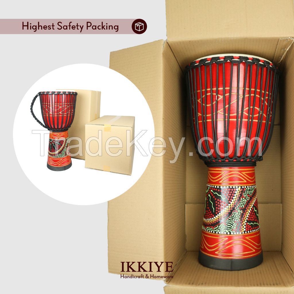 Flower Painting Carving Indo Djembe Drum