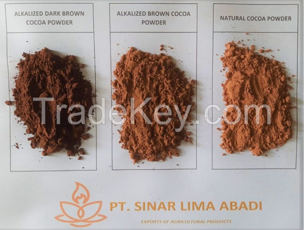 Natural Cocoa Powder, Alkalized Brown Cocoa Powder, Alkalized Dark Brown, Black Cocoa Powder. Cocoa Butter