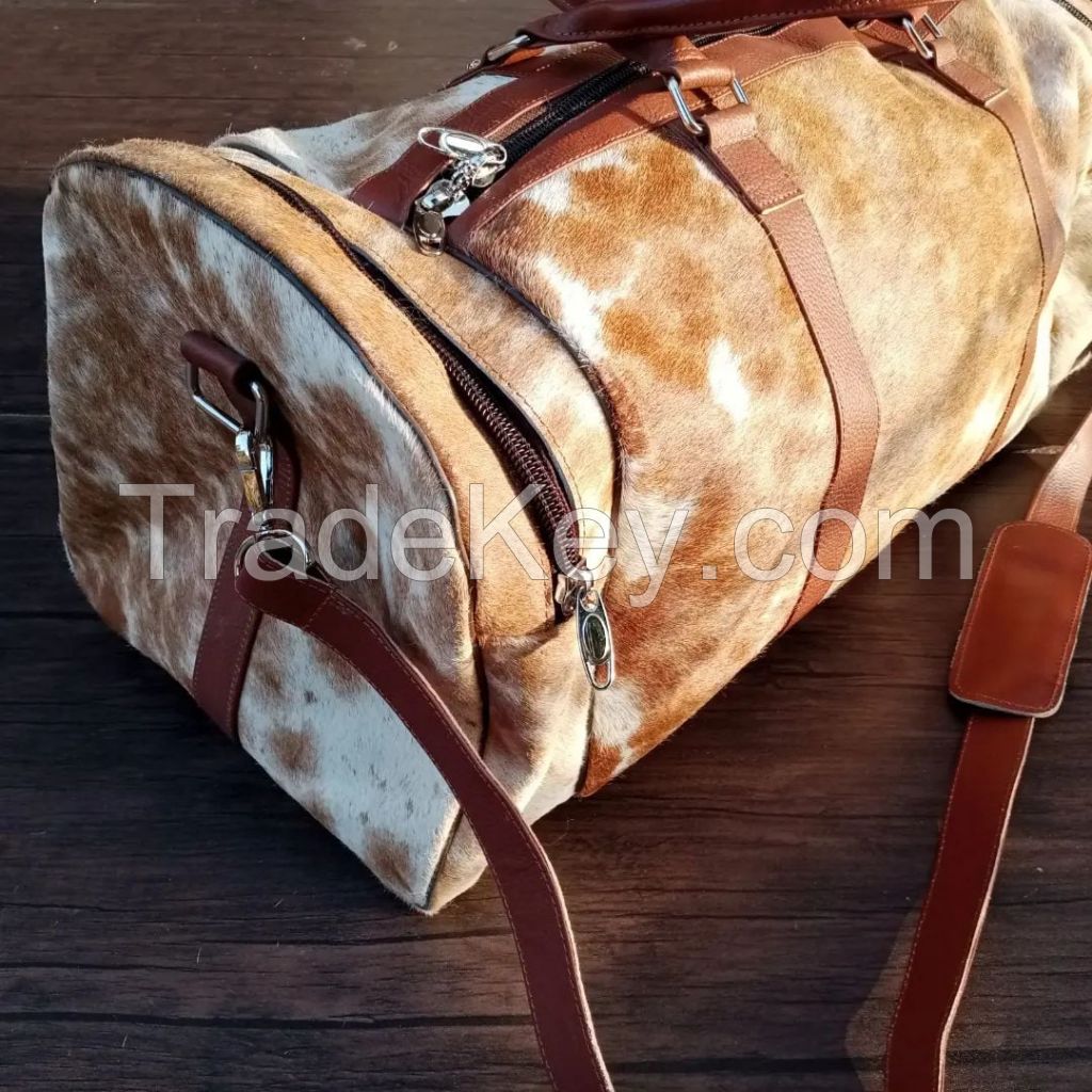 Cowhide Hair On Duffle Weekend Bags Wholesale Manufacturer Travel Bags