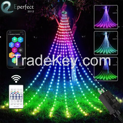 Christmas Tree Waterfall Lights 200LED RGB Color Changing for Indoor Outdoor