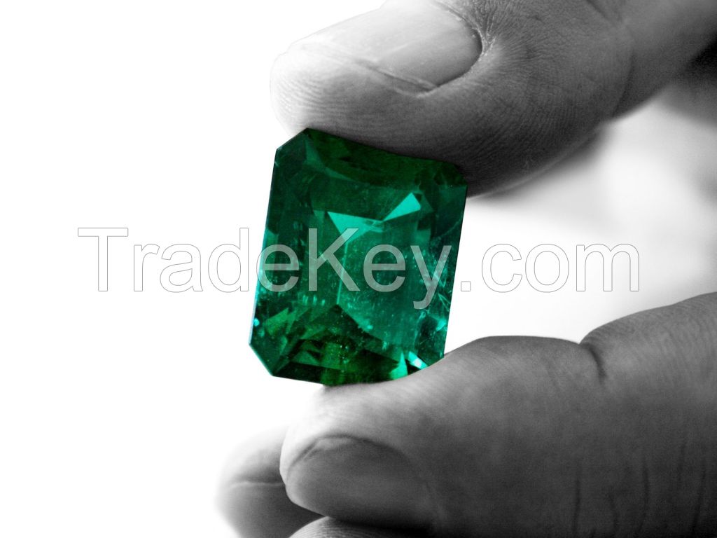 Certified emerald with vibrant green color and clarity