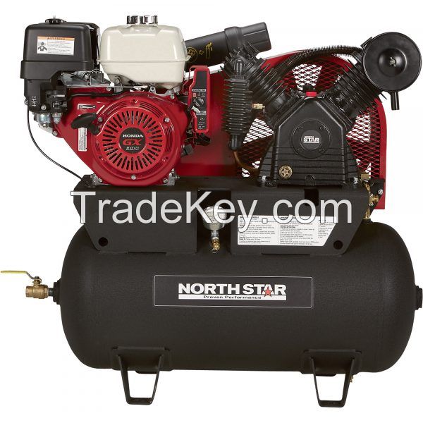 NorthStar Portable Gas-Powered Air Compressor &acirc; Honda GX390 OHV Engine, 30-Gallon Horizontal Tank, 24.4 CFM @ 90 PSI