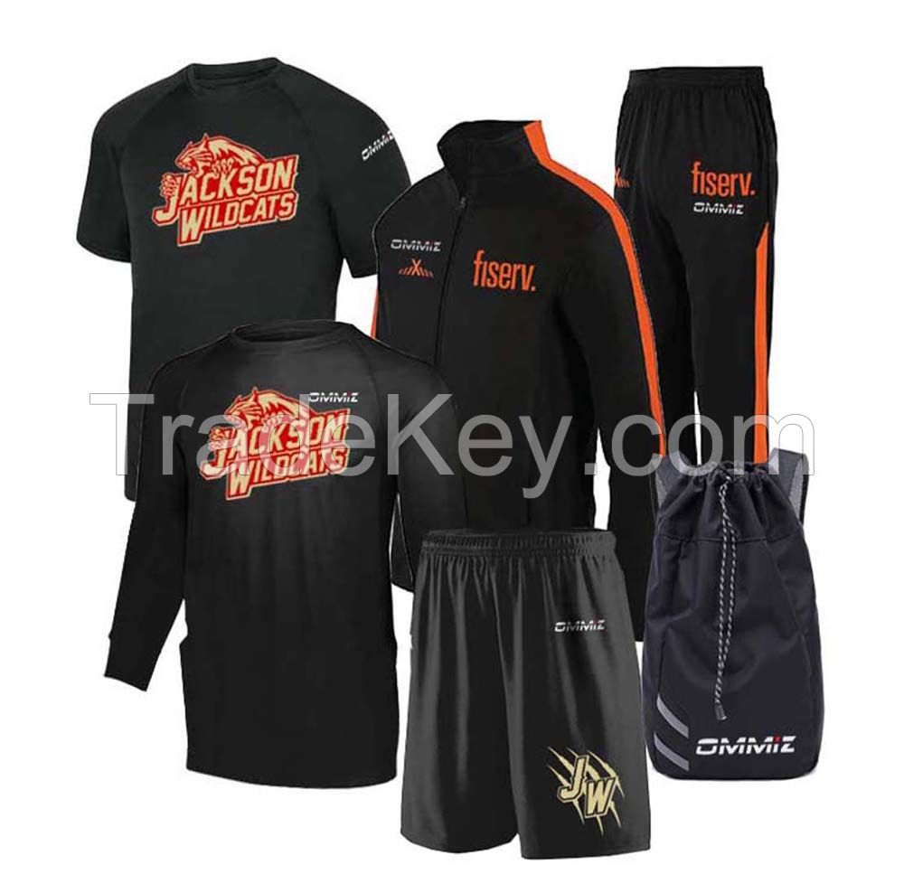 Soccer uniform set full kit with custom logo include jersey short backpack and tracksuit with shirt