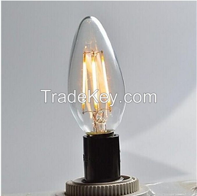 Dimmable E14 2W 220LM WW/CW Candle Bulbs LED Filament Light 90-240V