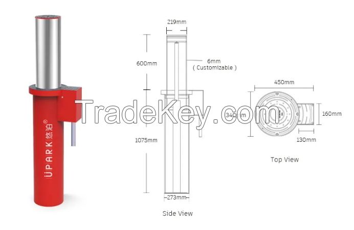 UPARK Anti Prevent Violent Collisions Lifting Bollard with Integral Remote Control Parking Barrier Secured Post