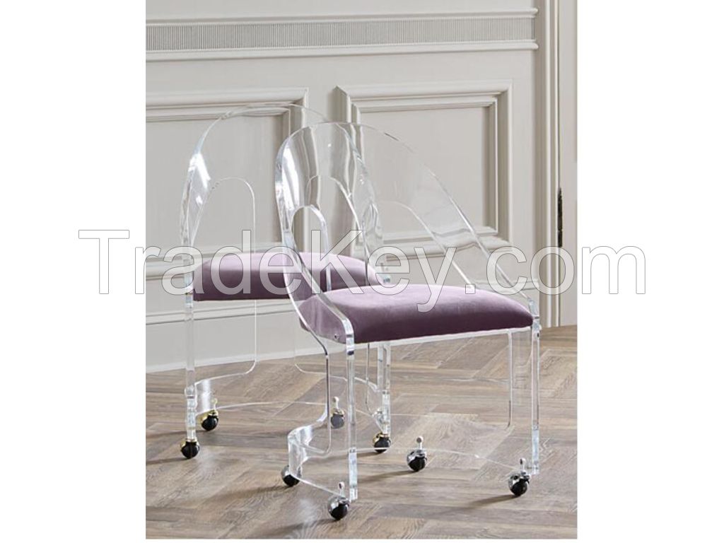 acrylic swivel office chair with casters