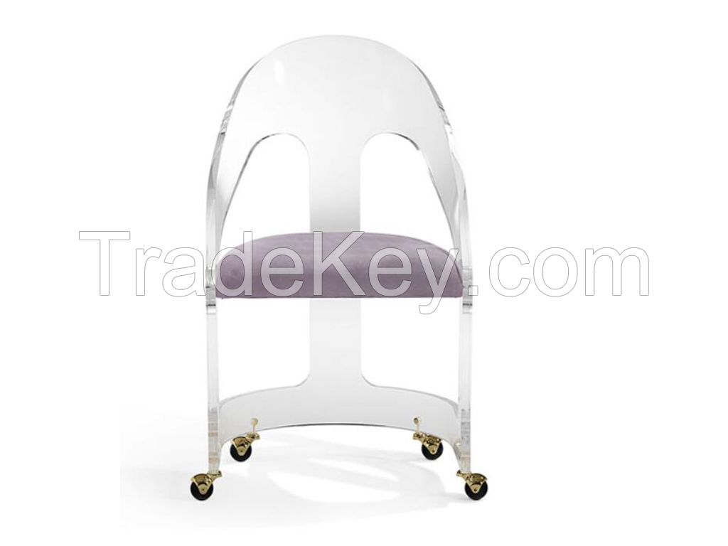 acrylic swivel office chair with casters