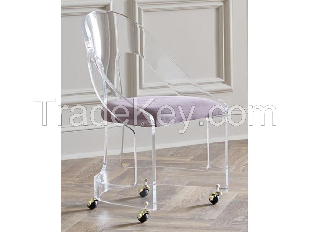 acrylic swivel office chair with casters