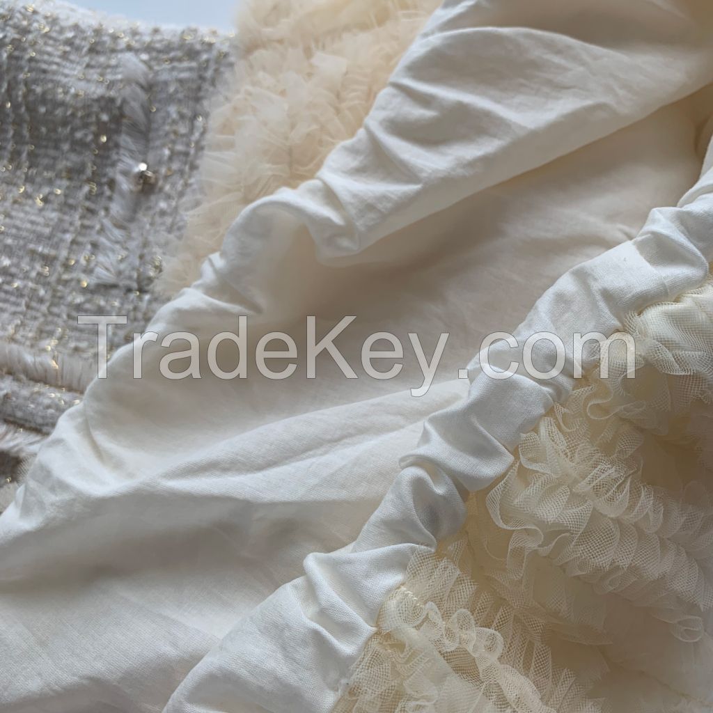 Hand-drawn pleated puff skirt mesh fabric