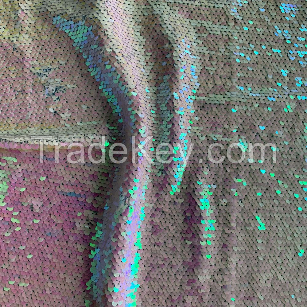 Full Width Multi-Color Fish-Scale Flakes Sequin Embroidery Lace Fabric