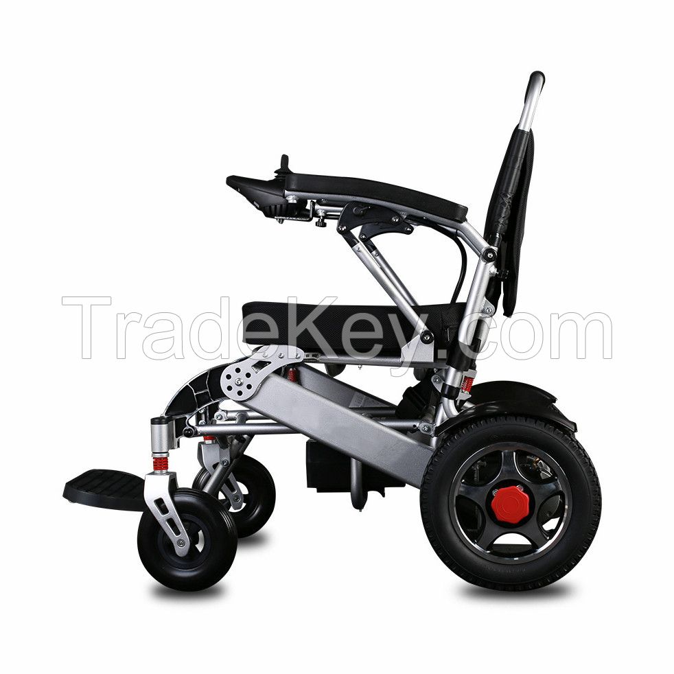 Hot Sale Portable Folding Aluminum Electric Wheelchair Lithium Battery Lightweight Electric Wheelchair For Elder