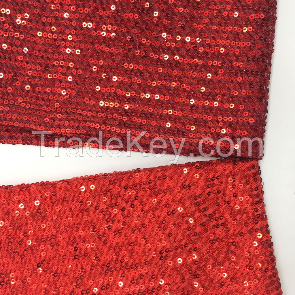 3mm high quality Stripe Spandex stretch tulle sequin embroidery fabric