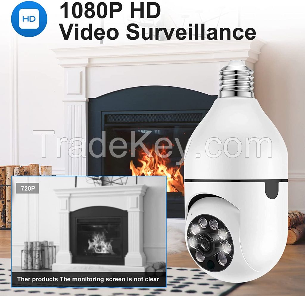 Factory sale E27 Bulb CCTV IP Camera Full HD 1080P wifi Night Vision Full Color Automatic Tracking Digital Indoor Surveillance