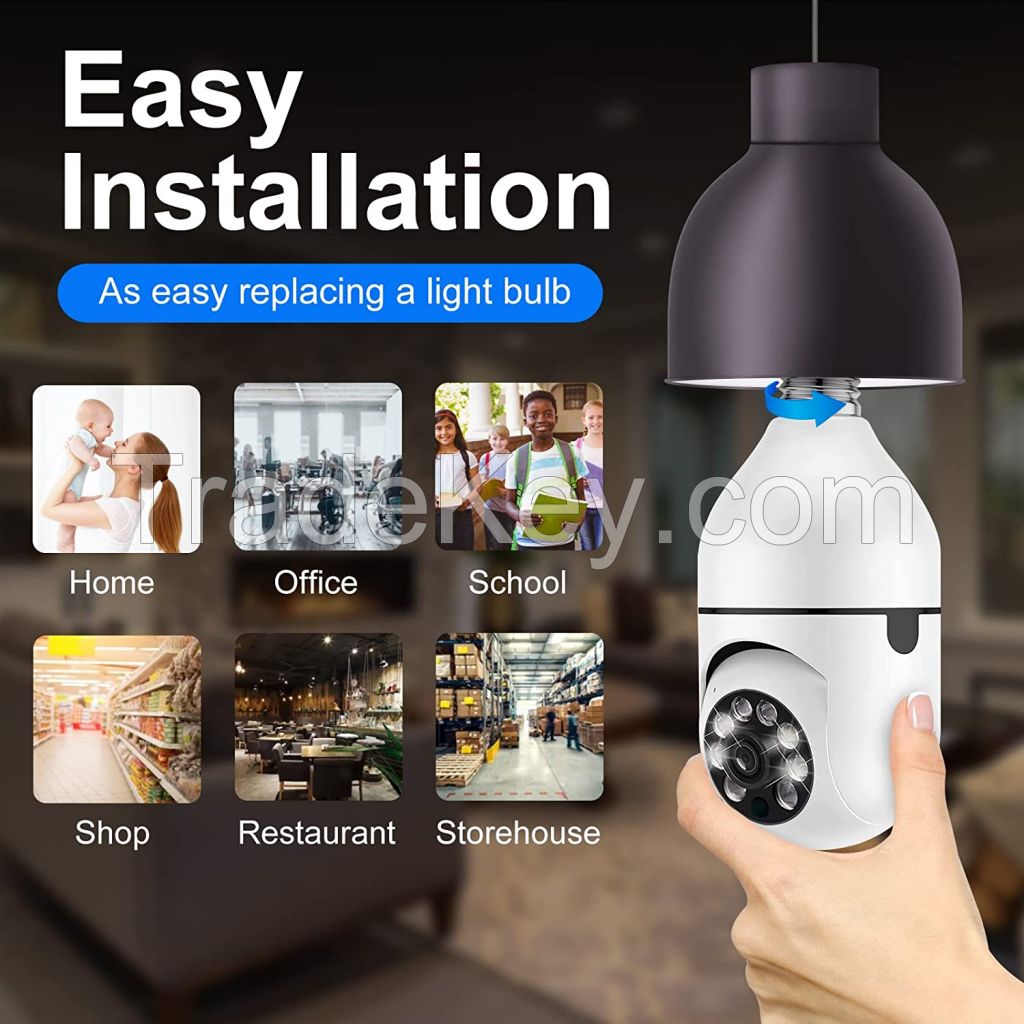 Factory sale E27 Bulb CCTV IP Camera Full HD 1080P wifi Night Vision Full Color Automatic Tracking Digital Indoor Surveillance