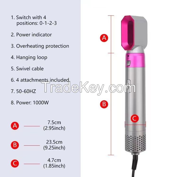 Wavytalk 5 in 1 curling iron, curling iron set with curling brush and 4 interchangeable ceramic curling iron (0.5 "-1.25"), instant heating, includes heat protection gloves and 2 clips