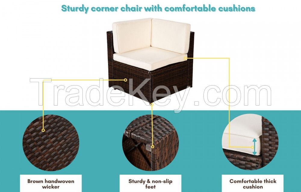 4 Pieces Wicker Rattan Furniture Outdoor Garden Patio Furniture Multifunction