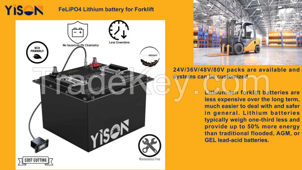 80V 560Ah Electric Forklift Lithium Battery Pack with BMS, specification for Forklift Truck Still RX60-50, Nominal capacity 560A, Lithium iron phosphate battery