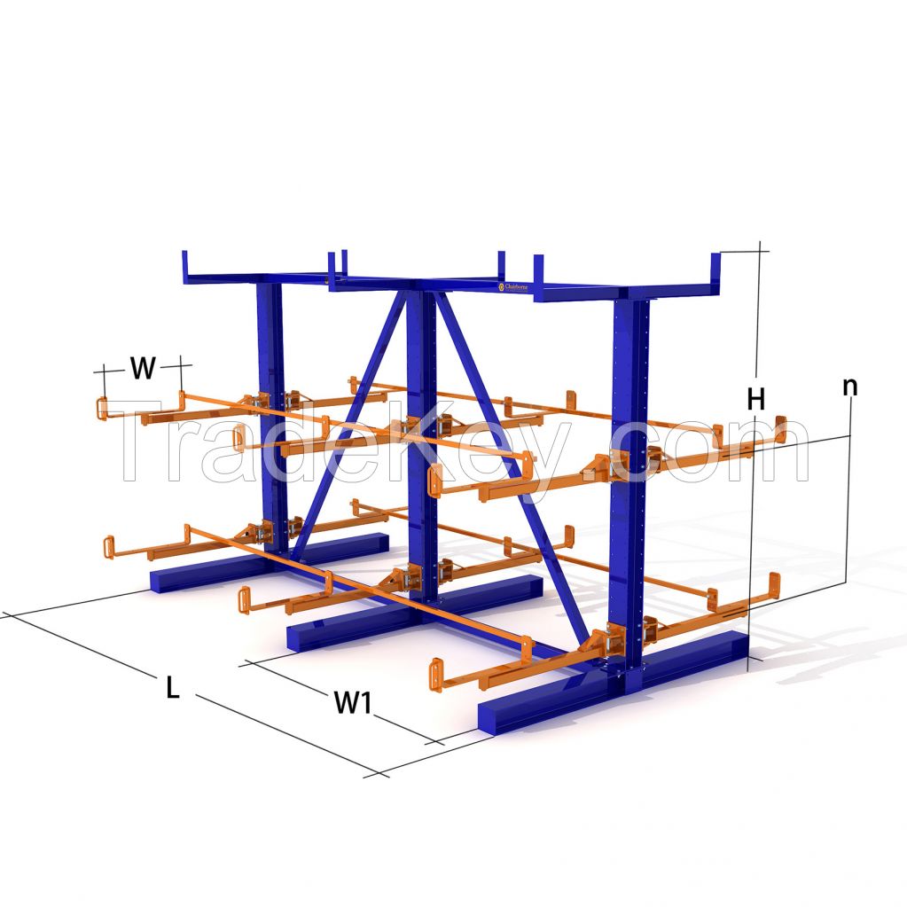 Roll out Cantilever Racking system 6m Long Steel Pipe Storage Solutions Heavy Duty Industrial Racking System