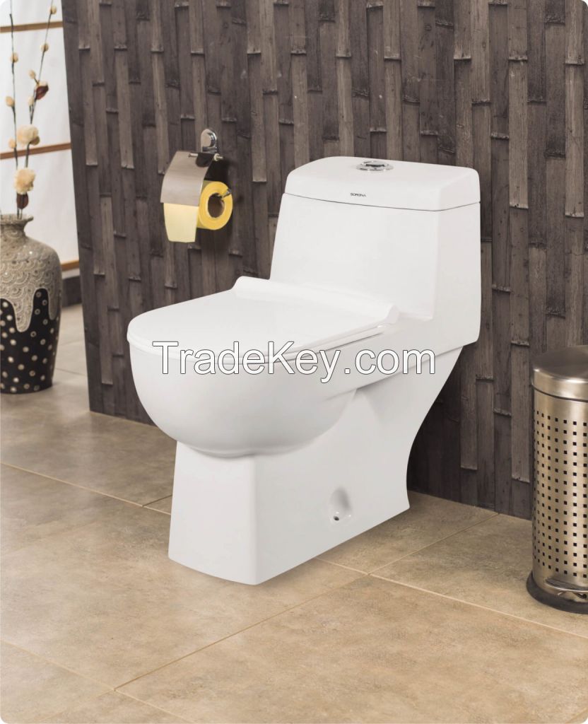 One piece water closet