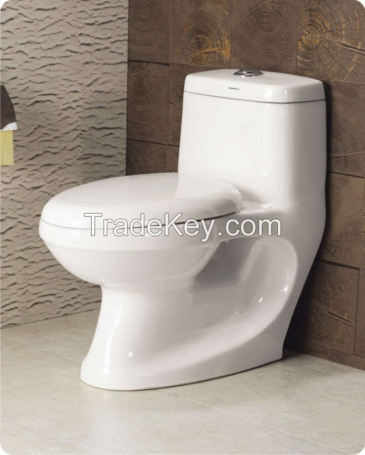 One piece water closet