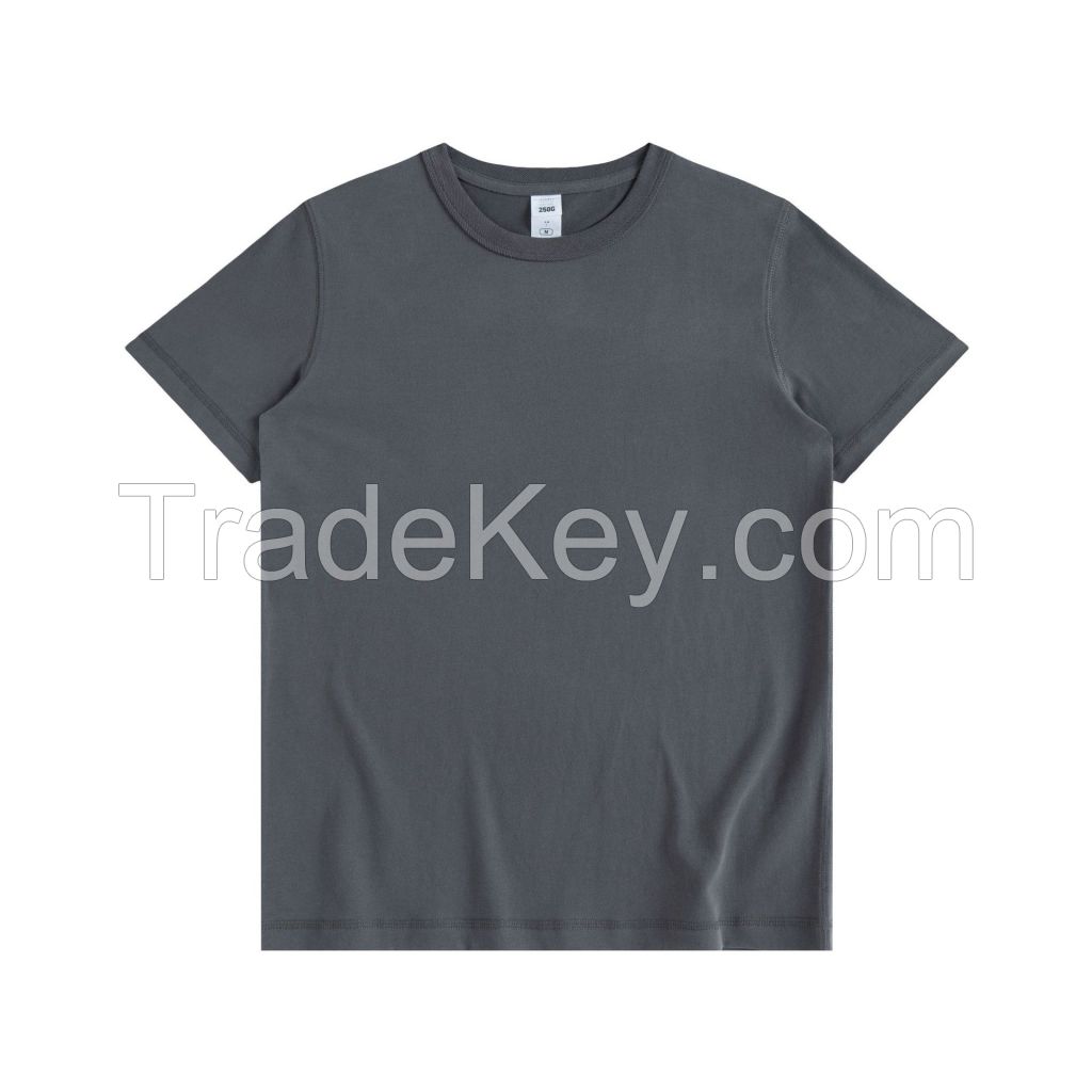 250g carbon brushed round neck short-sleeved t-shirt pure cotton