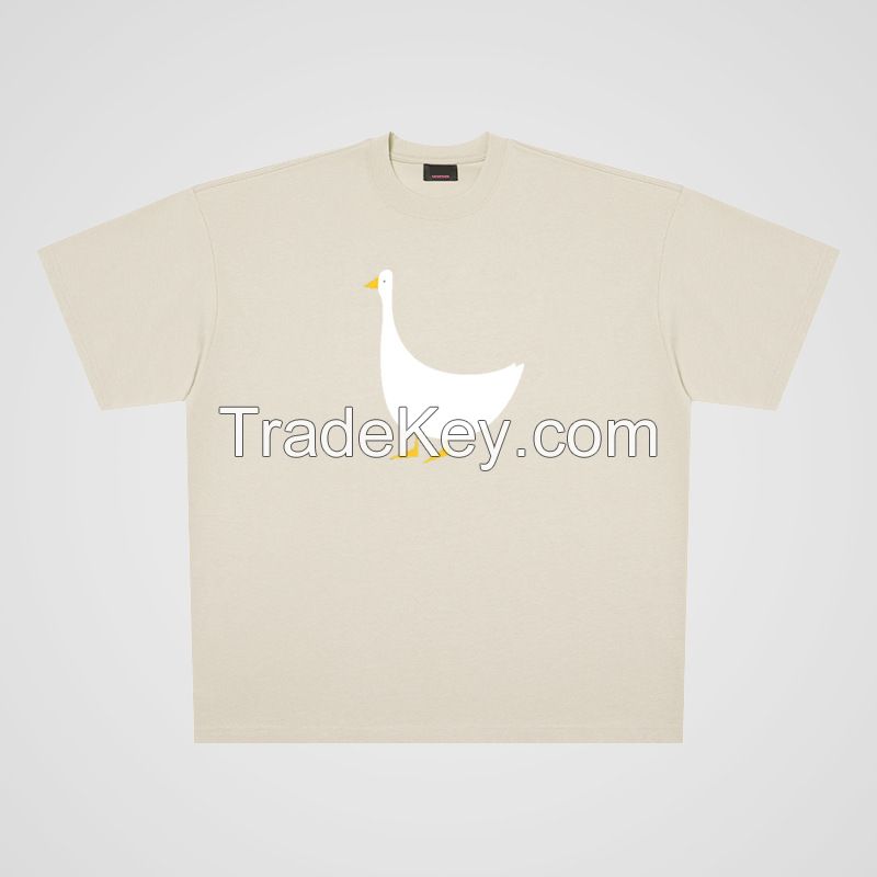 250g cotton cartoon animal big white duck casual oversize short sleeves